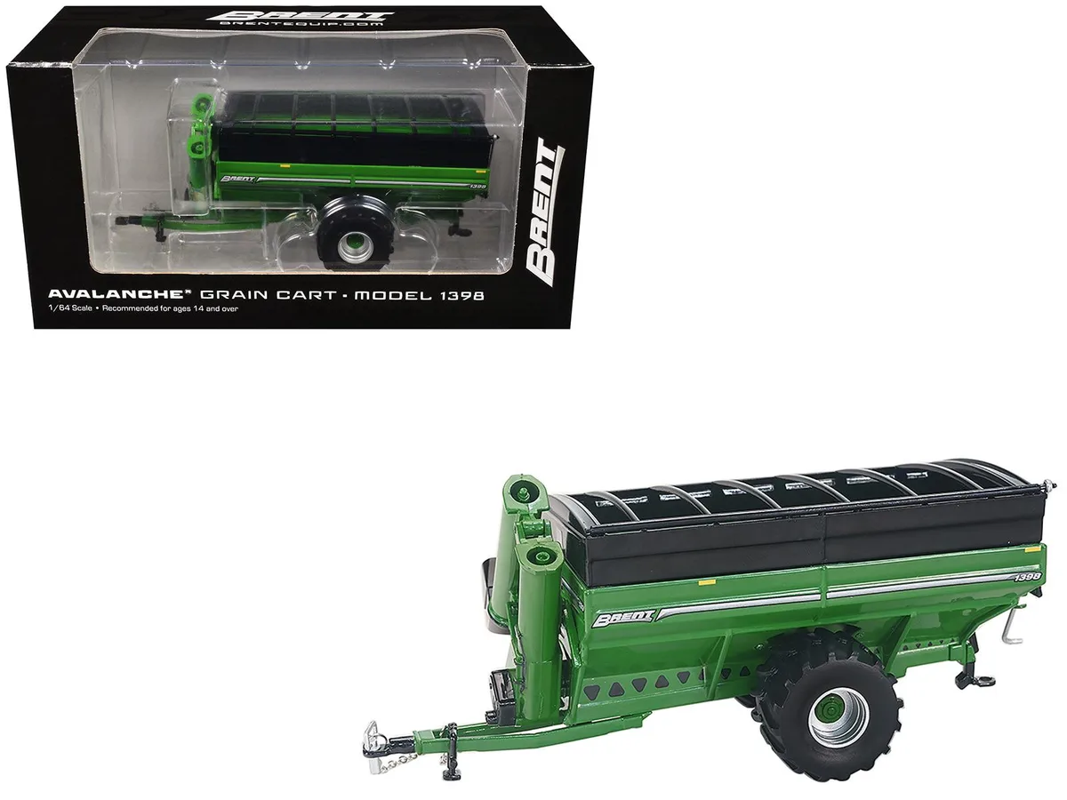 SpecCast Collectibles SpecCast Collectibles Brent 1398 Avalanche Grain Cart Flotation Tires Green 1/64 Hobby Collectible — product photo