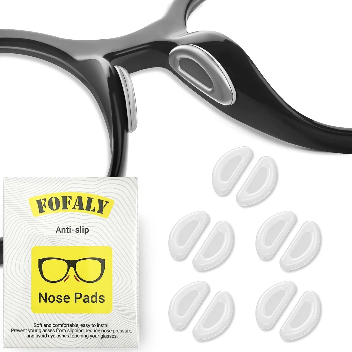  FOFALY OR-KU2J-D5D0 eyeglass frame nose pads 5 clear pairs — product photo