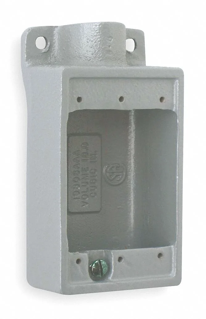 Gray iron FS-type electrical box with lug brackets, 18 cu in capacity