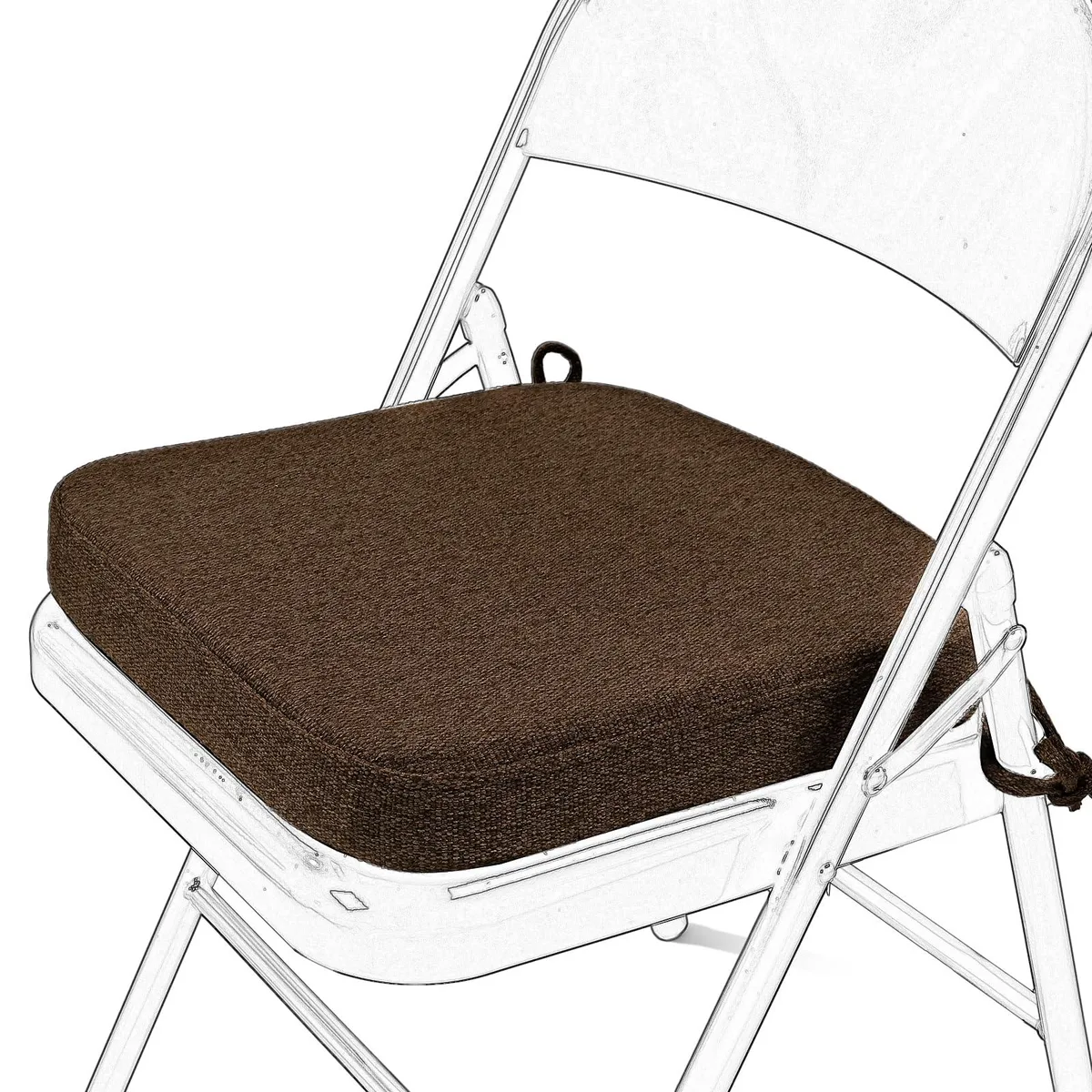 Square dark brown chair cushion 15.7 inches wide with 2 inch memory foam thickness