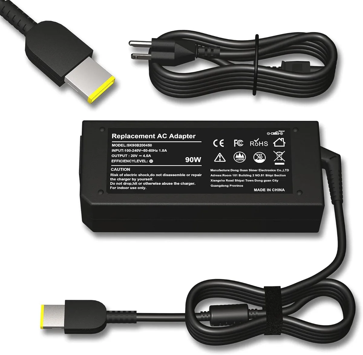 PISKEKAT PISKEKAT 90W 20V 4.5A USB square tip AC adapter — product photo
