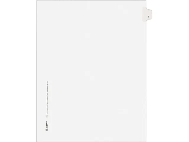 Avery Avery 82200 Allstate-Style Legal Side Tab Divider, Number 2, Letter, White, 25 Pack — product photo