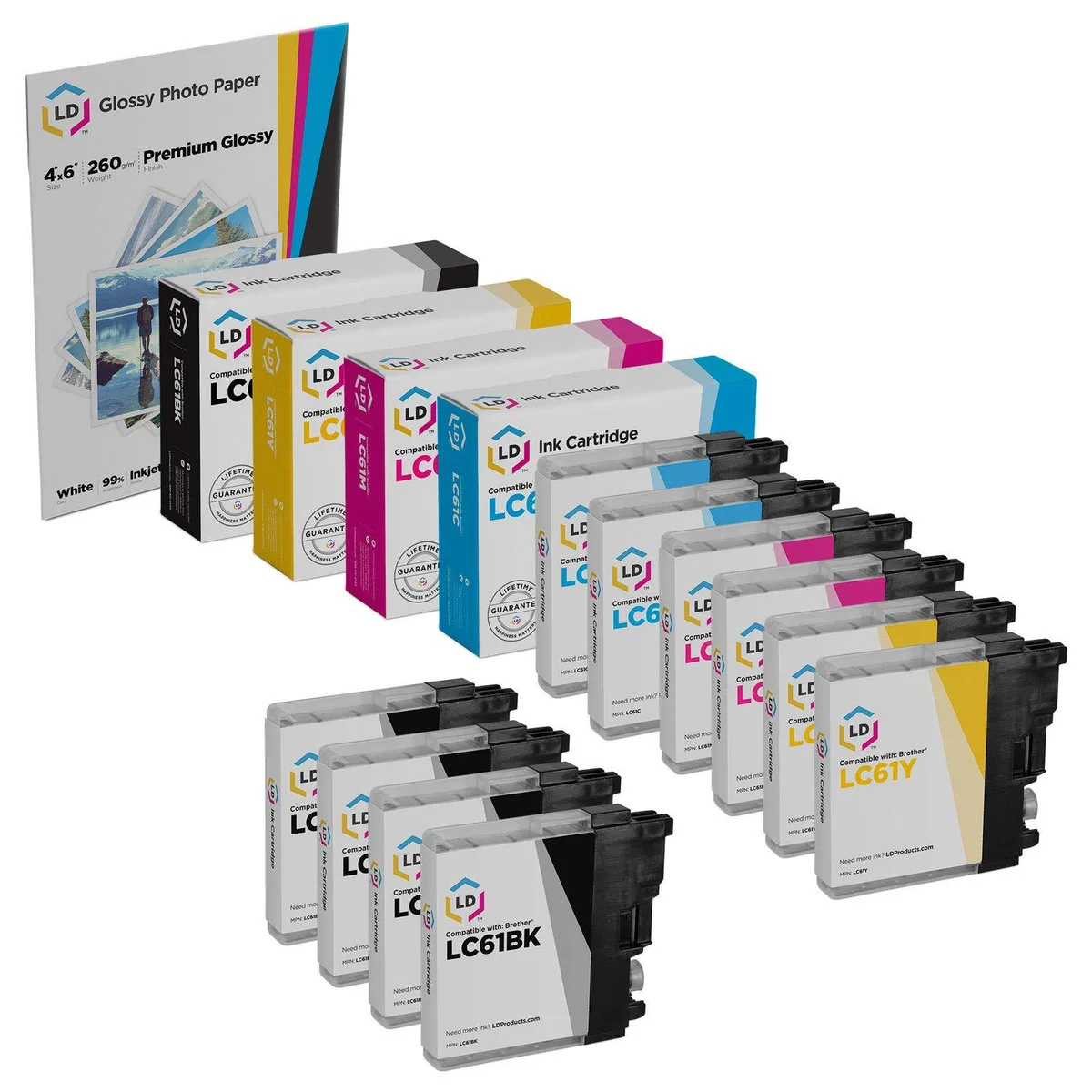 Brother Brother LC61 10-Pack Compatible Ink Cartridges (Genuine Brands) — product photo