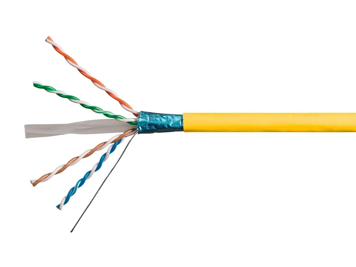 Monoprice Inc. Monoprice 142348 Cat6A F/UTP bulk ethernet cable 500ft yellow 23AWG 550MHz — product photo
