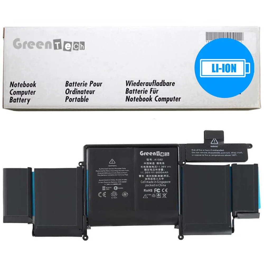 GreenTechLLC GreenTechLLC A1582 laptop battery for MacBook Pro 13 inch A1502 Retina 2013-2015 75Wh — product photo