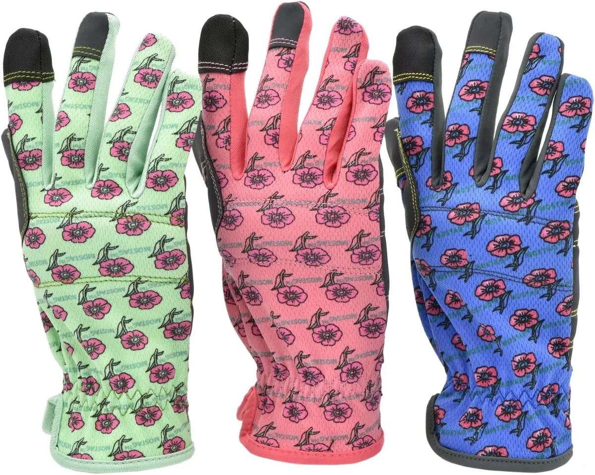 G &amp; F Products G &amp; F Products Women Gardening Gloves Micro-Foam Coating 360 Touchscreen 3 Pack Large Multi-Color — product photo