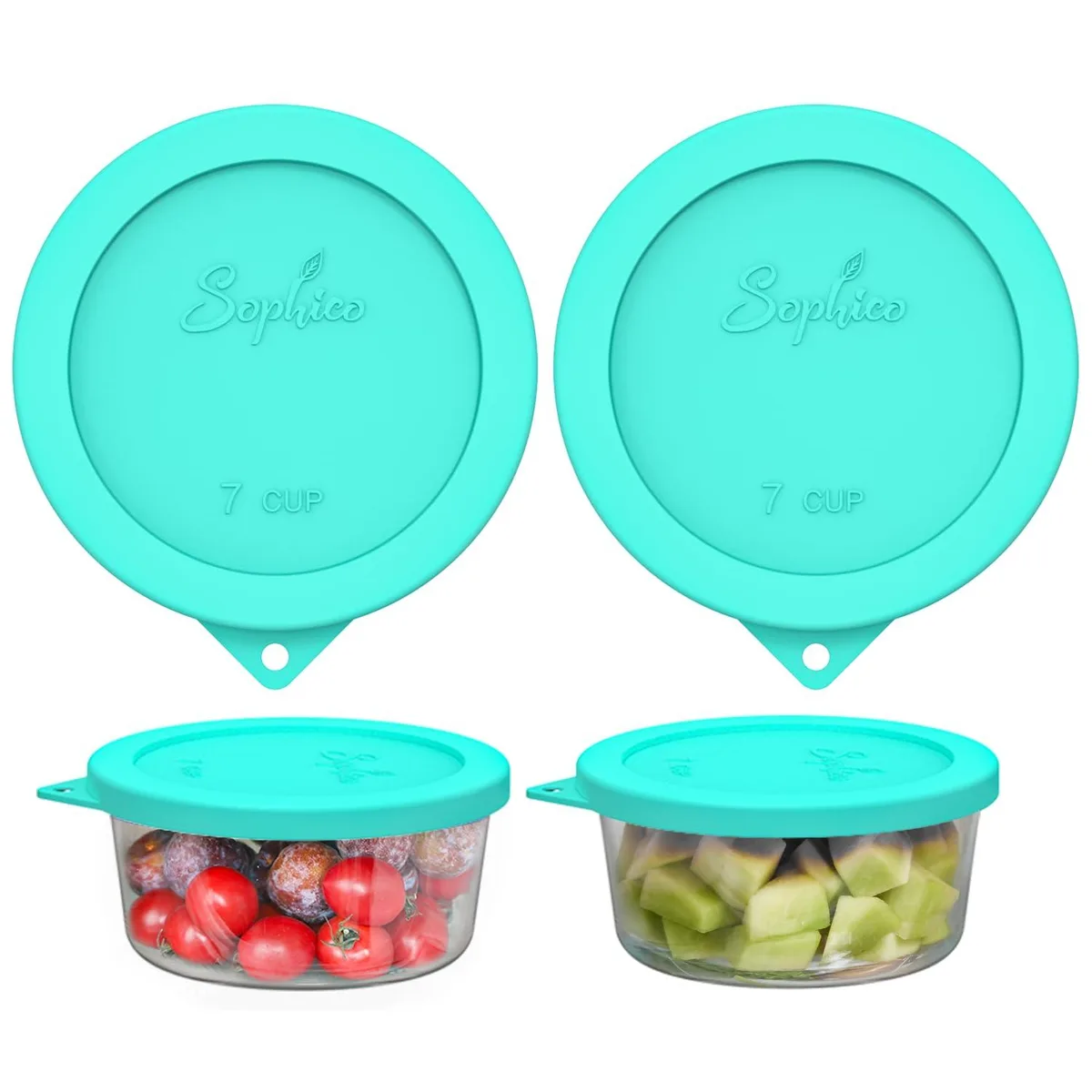 Round silicone lid with a smooth matte finish and a small hanging hole near the rim