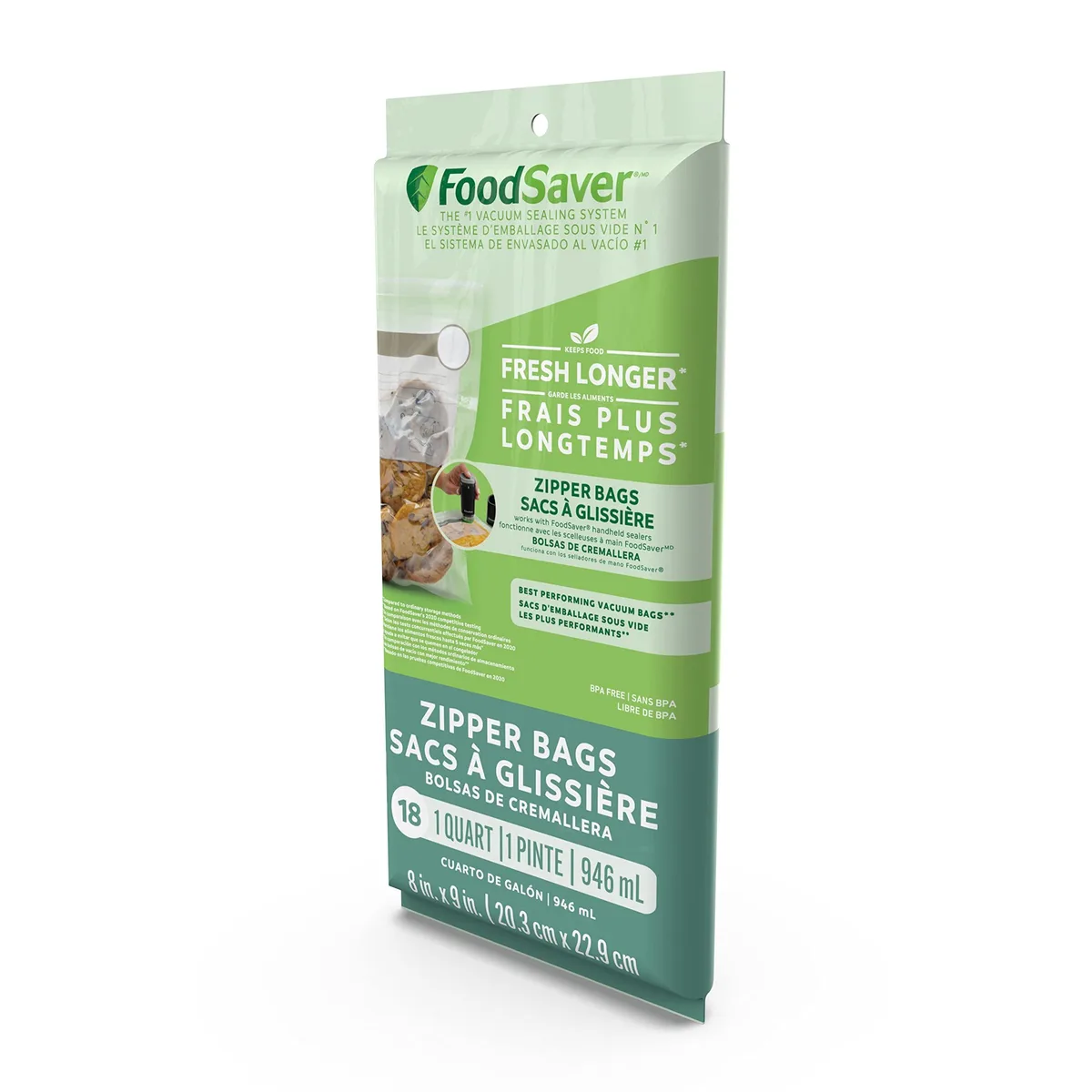FoodSaver FSFRBZ0216-000 Vacuum Zipper Bags 18-Pack 1-Quart — product photo