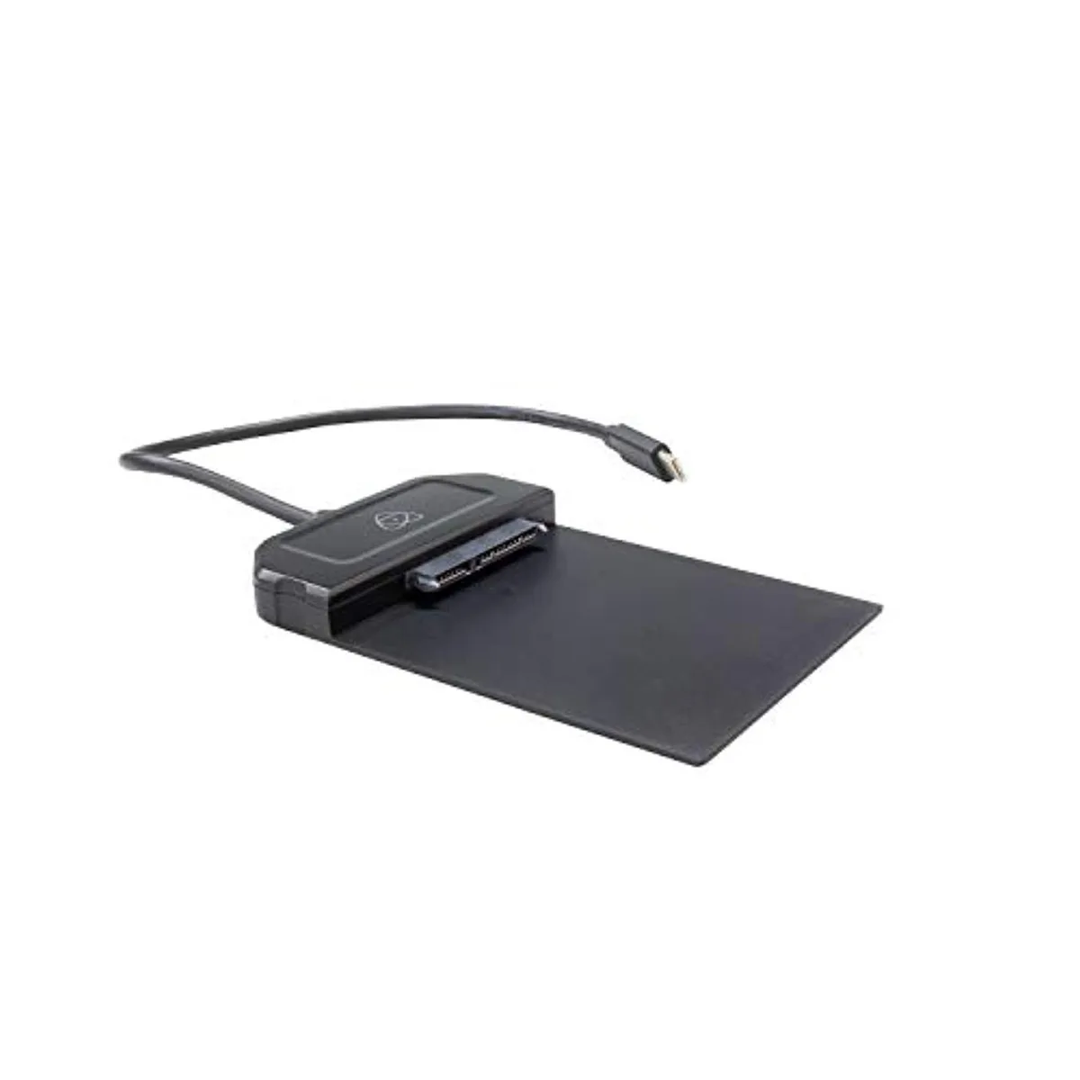 Low-profile black dock with integrated split USB cable and power port