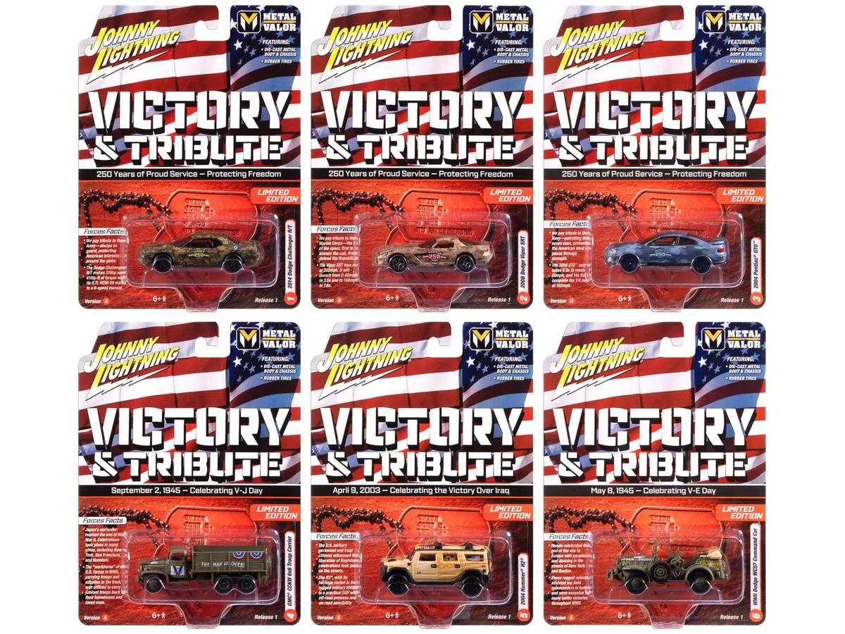 JOHNNY LIGHTNING JOHNNY LIGHTNING Military Set A 6pc 2025 Release 1 Limited Edition 1/64 Diecast hobby collectible — product photo