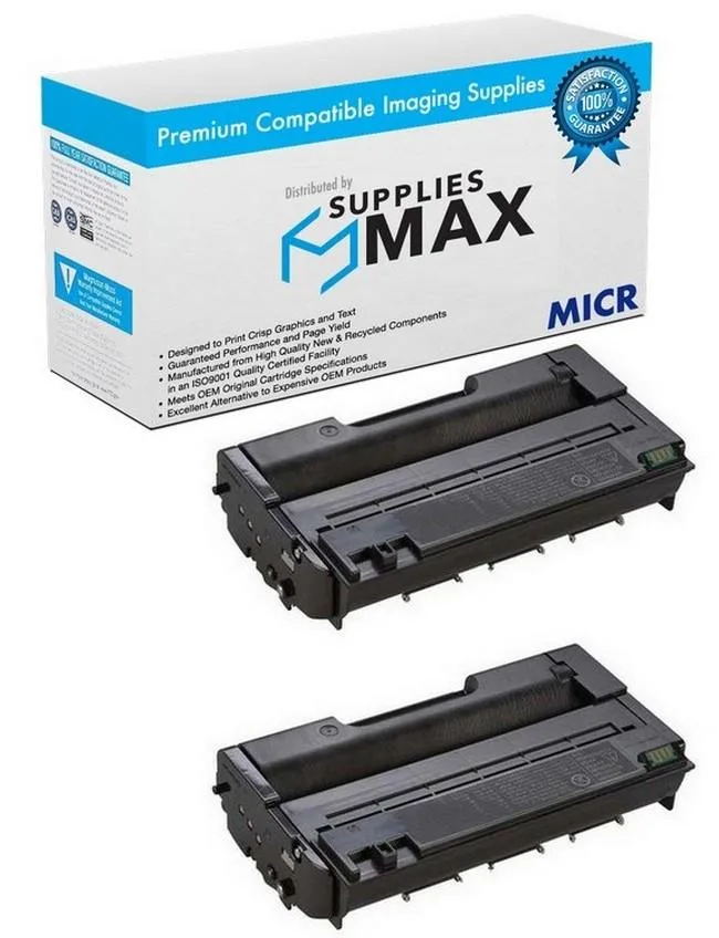 SuppliesMax SuppliesMax MICR Toner Cartridge 2 Pack 6400 Pages Lanier SP-3500 SP-3510 — product photo