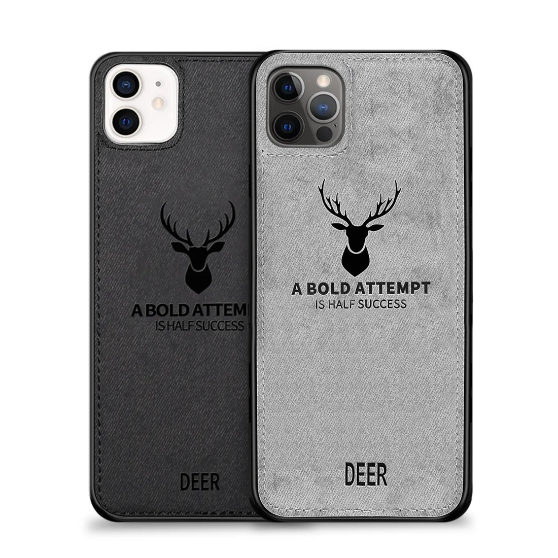 ALPHA DIGITAL INC ALPHA DIGITAL INC Deer Grazing TPU Cloth Case iPhone 12/12 Pro Black/Grey — product photo
