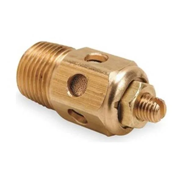 Brass pneumatic muffler with 1/4 NPT male thread and 9/16 hex body
