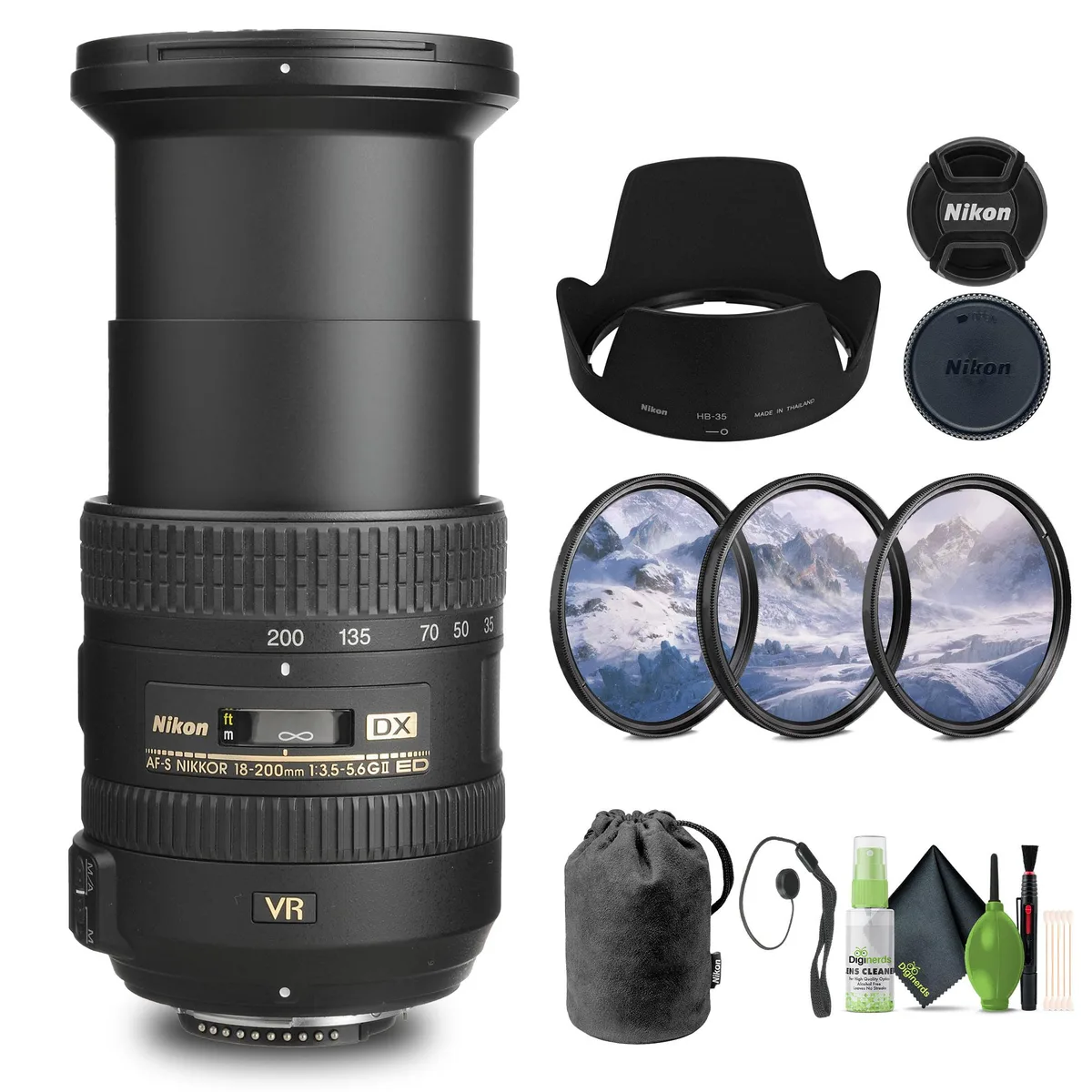 Nikon Inc Nikon AF-S DX NIKKOR 18-200mm f/3.5-5.6G ED VR II Lens + Filter Kit — product photo