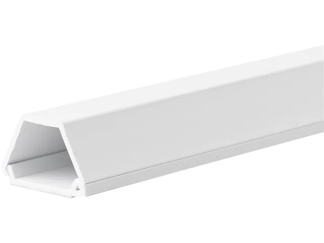 White two-piece PVC cable raceway duct, 1.8 m total length