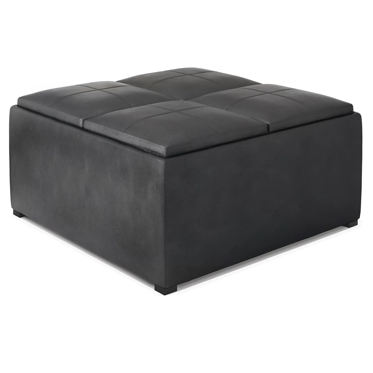 tuphen tuphen Avalon Square Coffee Table Storage Ottoman Distressed Black 35"W 35"D 18"H — product photo