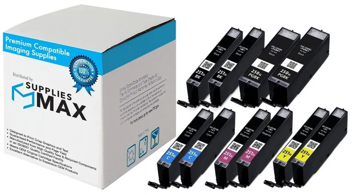 SuppliesMax SuppliesMax PGI-250XL CLI-251XLMP High Yield Inkjet Combo Pack (4 BK, 2 C/M/Y) — product photo