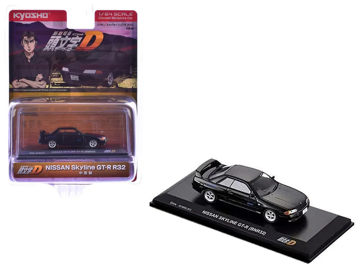 KYOSHO KYOSHO Nissan Skyline GT-R BNR32 RHD Black Initial D 1/64 Diecast Hobby Collectible — product photo