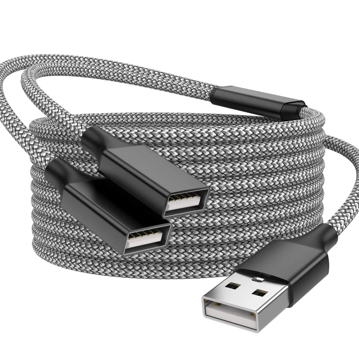 Vision USB-2USB100CM-B USB 2.0 Splitter 1 Male to 2 Female 3.3FT Black — product photo