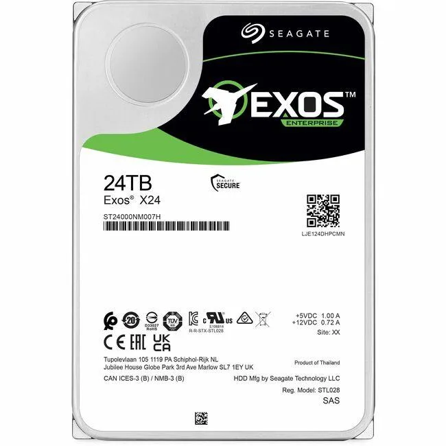 Seagate Seagate Exos X24 ST24000NM007H 24 TB 3.5" SAS 12Gb/s 7200 RPM internal hard drive — product photo