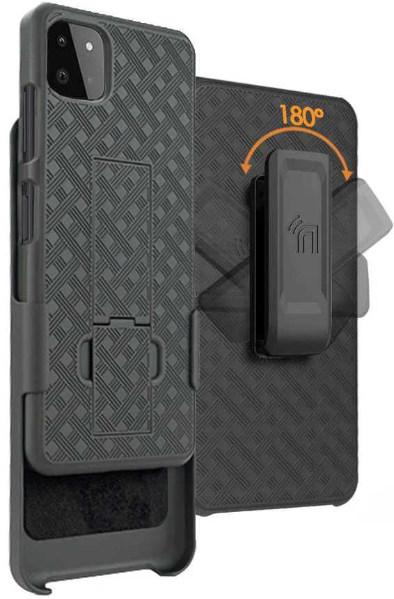 Nakedcellphone Nakedcellphone Kickstand Case + Belt Clip Holster Combo for Samsung Galaxy A22 5G Black — product photo