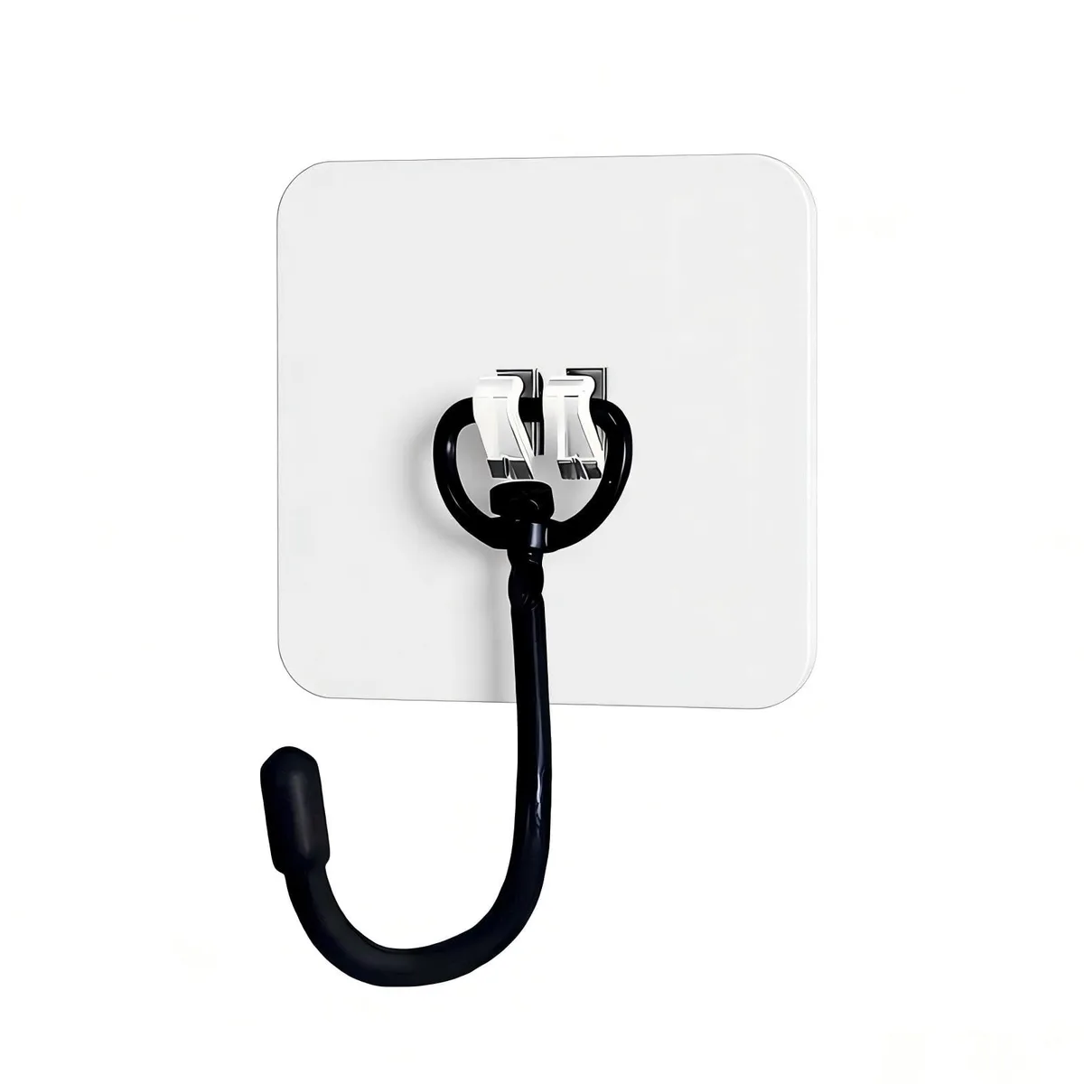 Two stainless steel adhesive hooks with PVC backing