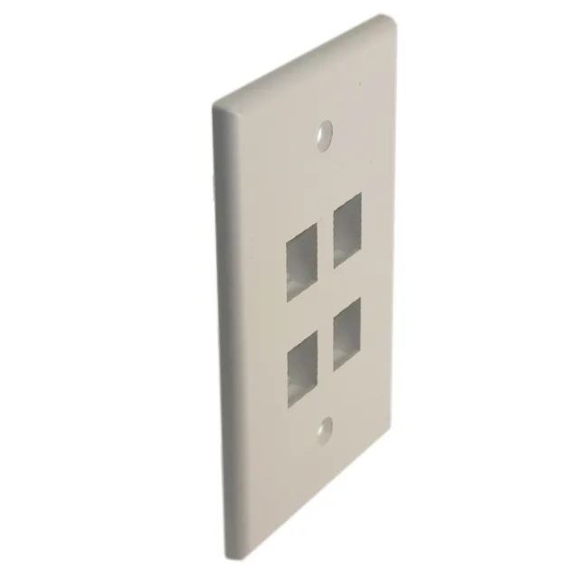 Quest Quest NFP-5048 White 4 Port Quad Gang Keystone Wall Plate 4.875" x 4.75" x .25 — product photo