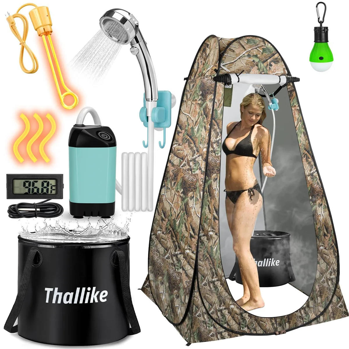  Thallike Hot Shower Kit With Tent 1000W 6.6gal 6.2ft 1.4kg — product photo