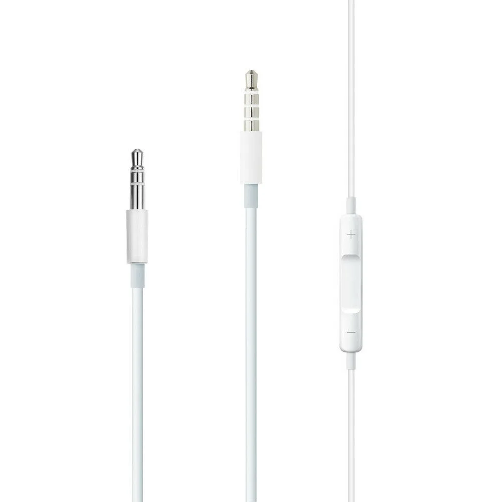 Universal Universal 3.5 mm 4-Position to 3-Position Audio Aux Cable with Mic &amp; Volume Control White 3 ft — product photo