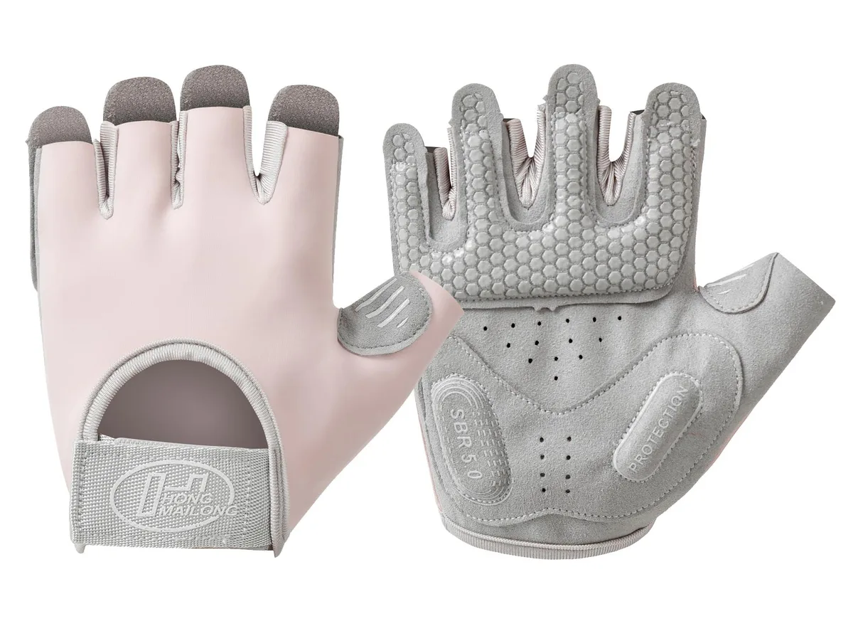  Vibe Anti-Slip Fingerless Workout Gloves Pink Medium — product photo