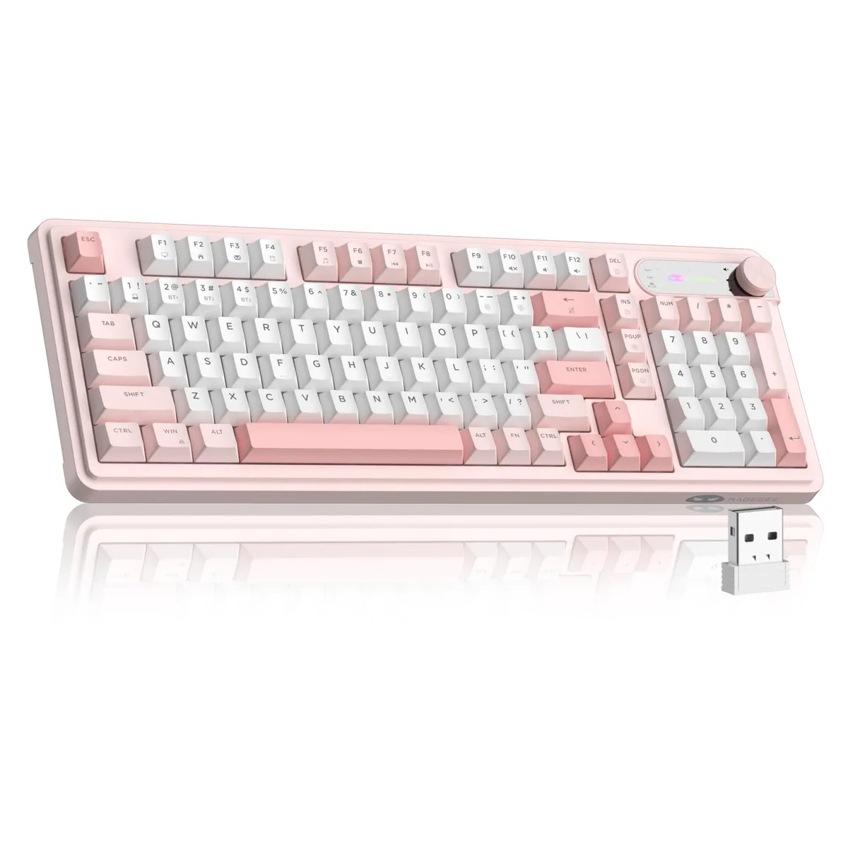  Magegee GK960 98-key tri-mode gaming keyboard Sakura Pink — product photo