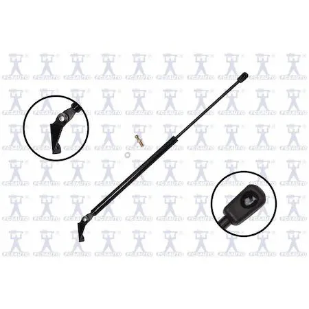 Silver metal gas strut cylinder with black piston rod and mounting brackets