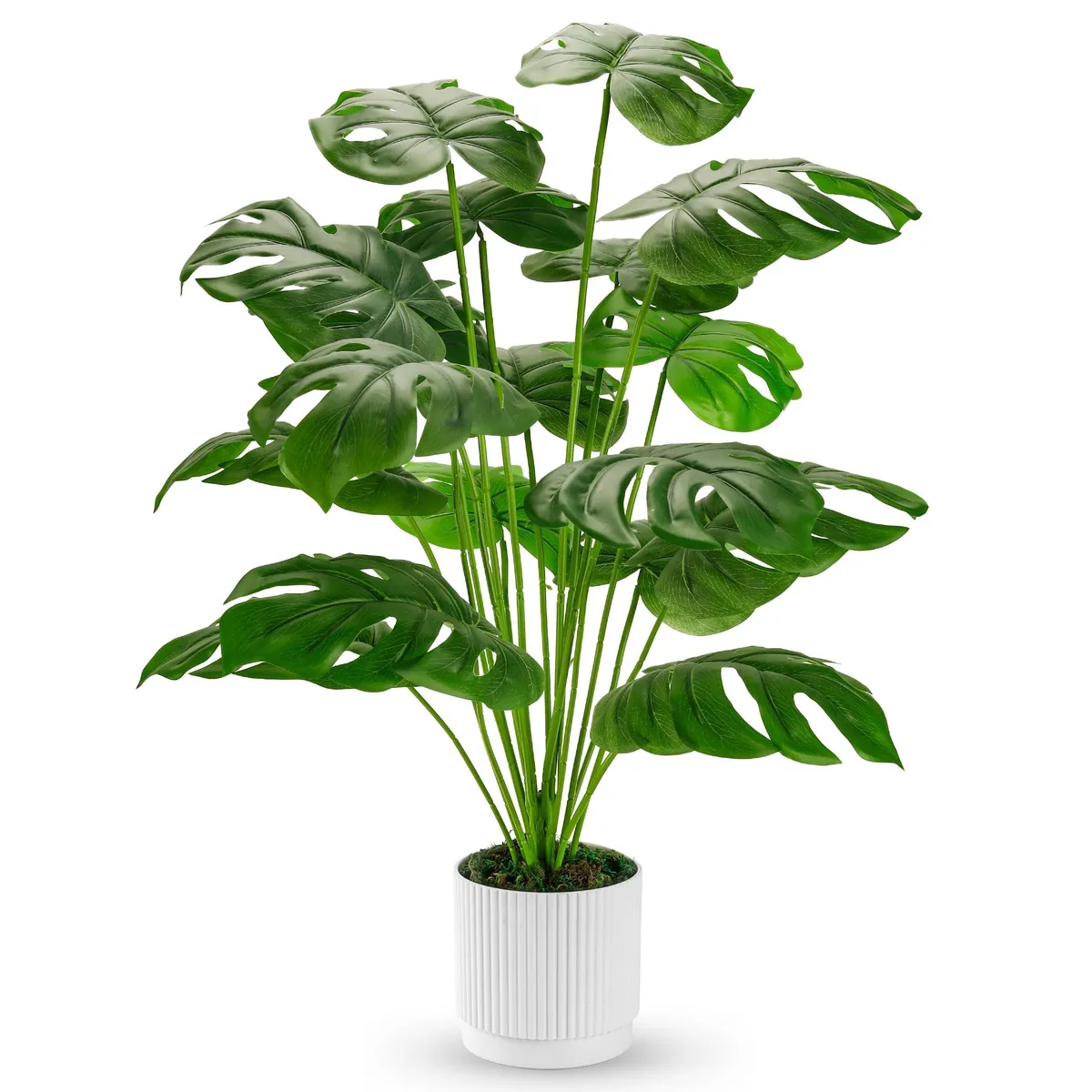  Der Rose DR-AP-FLOOR-28IN-1-1 28" Monstera Floral Arrangement White Pot — product photo