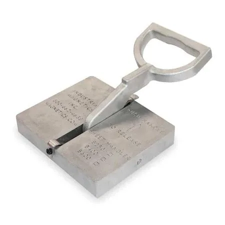 Red manual lifting magnet with D-handle and pull lever release