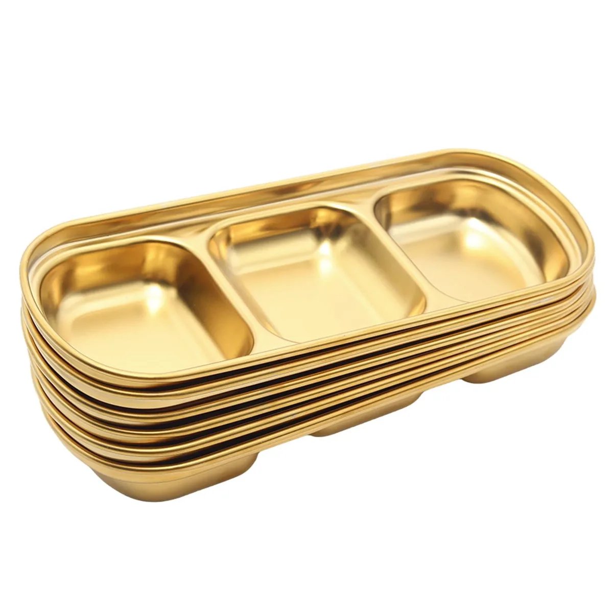 DNBeffulgent DNBeffulgent Gold Triple Dipping Bowl 6pcs 8inch Stainless Steel 304 — product photo