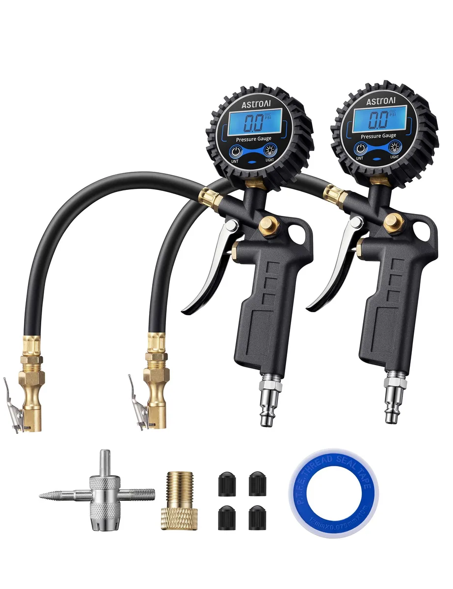 KEHIPI KEHIPI Digital Tire Pressure Gauge with Inflator 250 PSI 0.1 Resolution 2pack — product photo