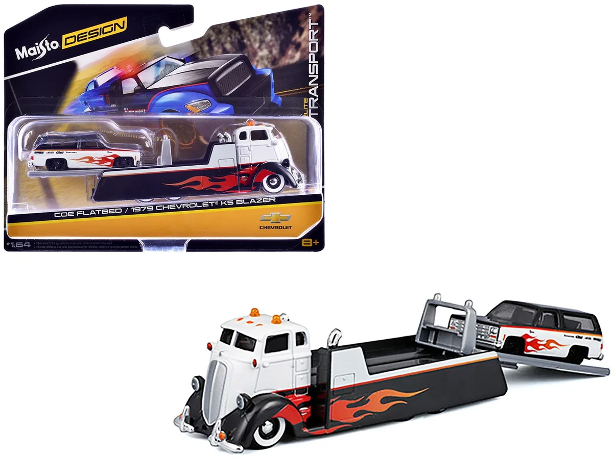 Maisto Maisto COE Flatbed &amp; 1979 Chevrolet K5 Blazer 1/64 Diecast Pair — product photo