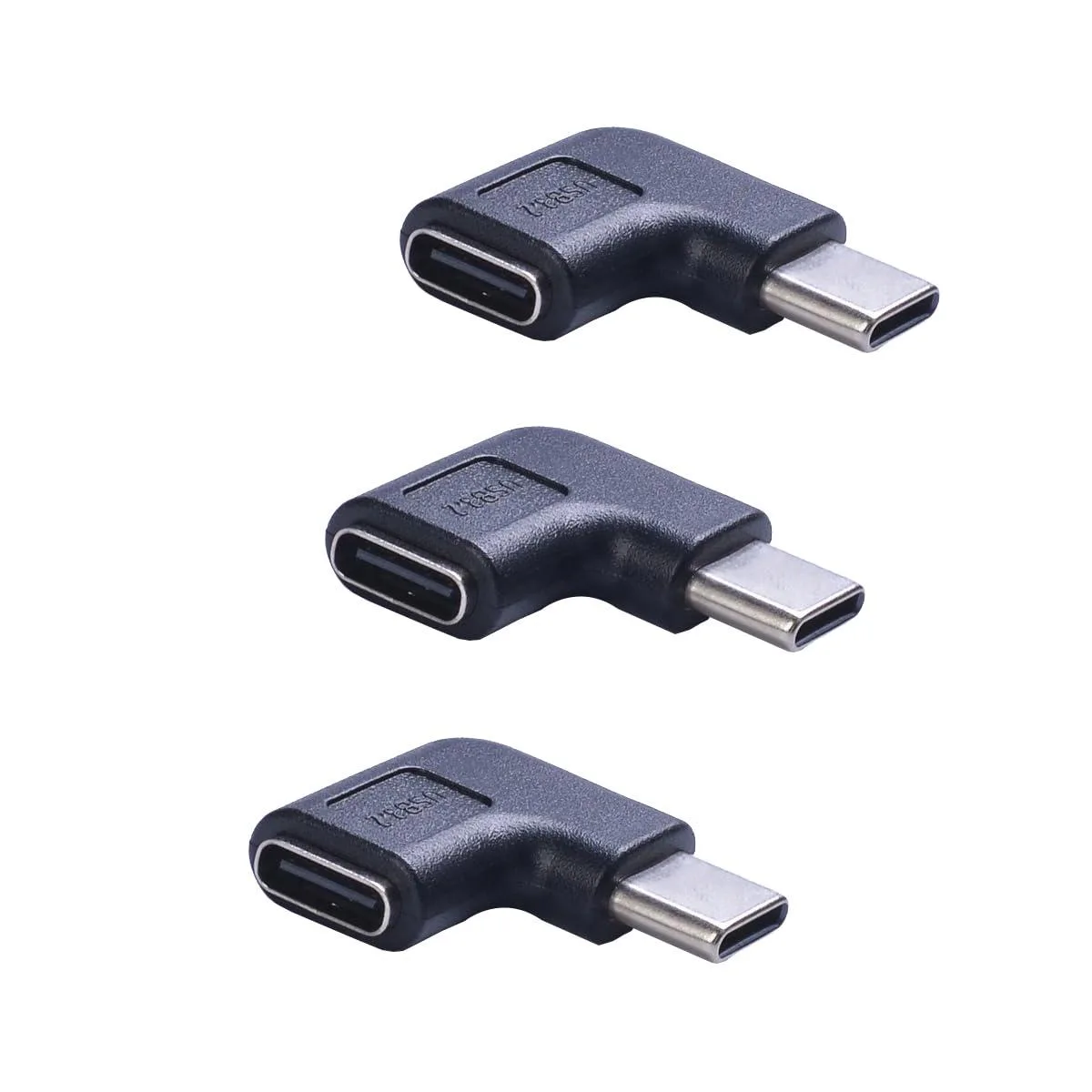 BUCIER BUCIER USB Type-C Male to Female 90° Adapter 3-Pack Right &amp; Left Angled — product photo