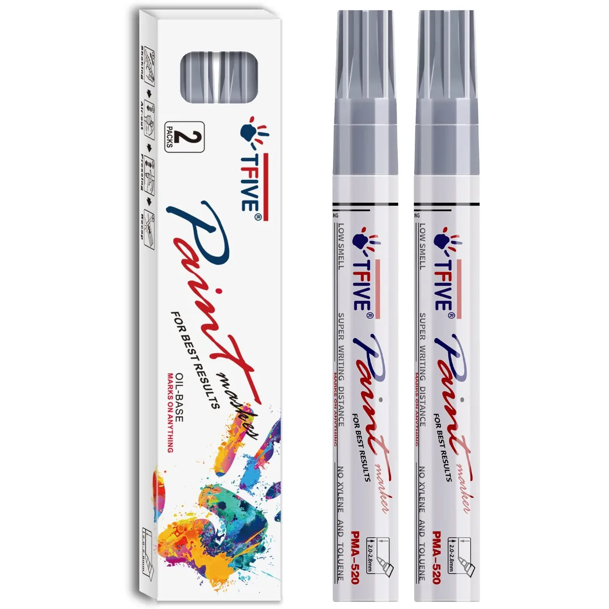  TFIVE Silver Permanent Paint Marker Pens 2 Count Medium Tip — product photo