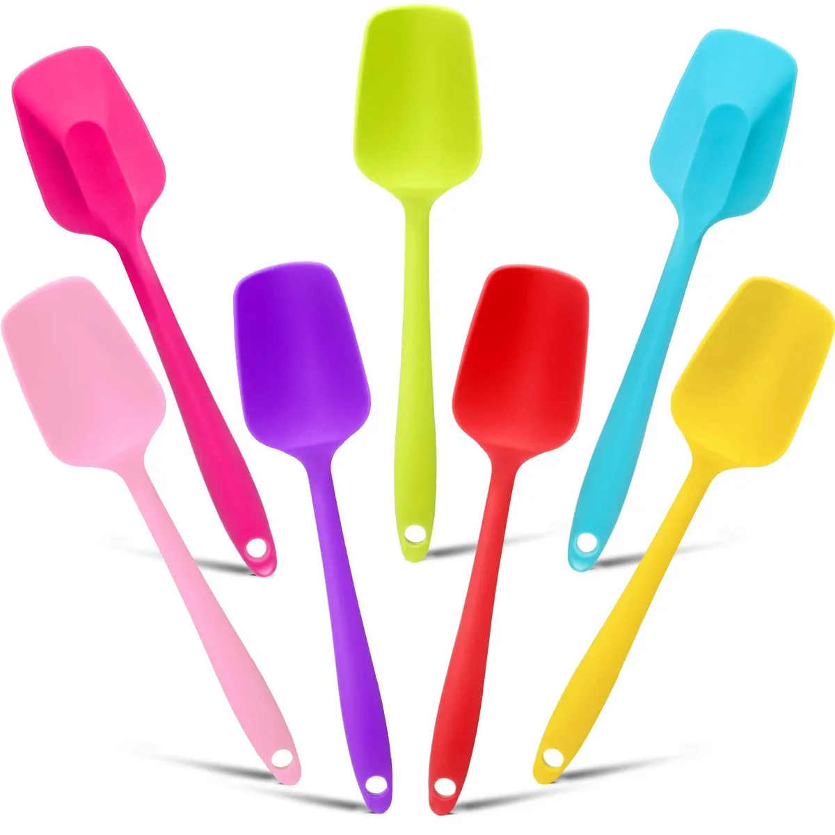 Seven 8.2-inch silicone spatulas in festive colours