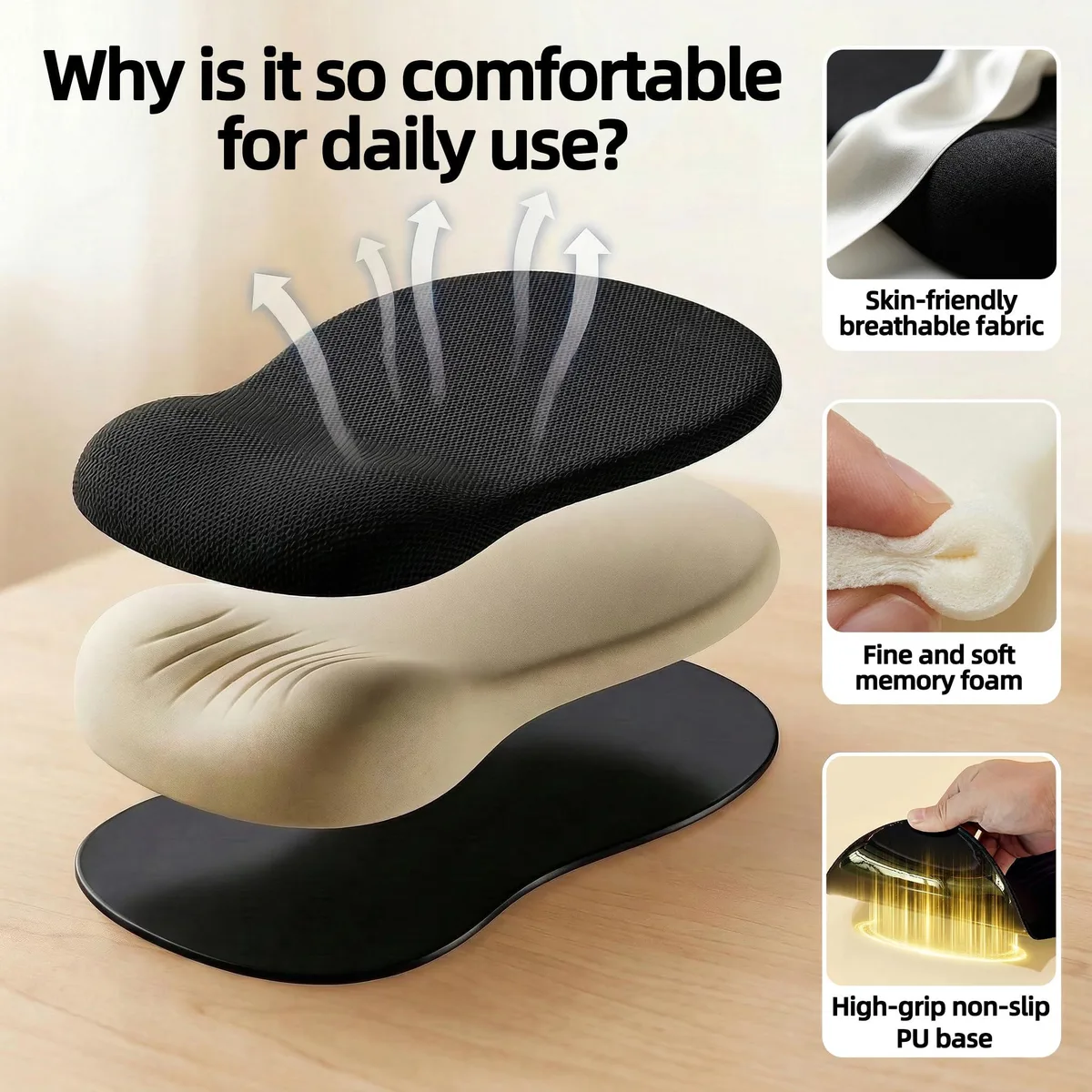  JYWYBF Ergonomic Mouse Pad with Wrist Rest Pink 10.8 x 7.9 in 1.2 in thick — product photo