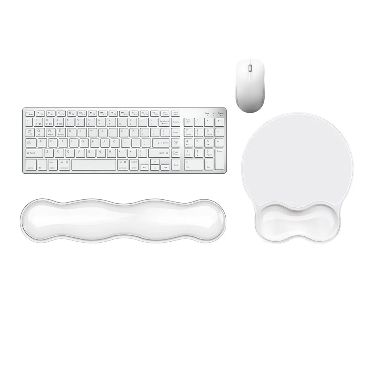  CFHYZAZNCL Ergonomic Gel Wrist Rest Set 14.1x3.14 in Clear White — product photo