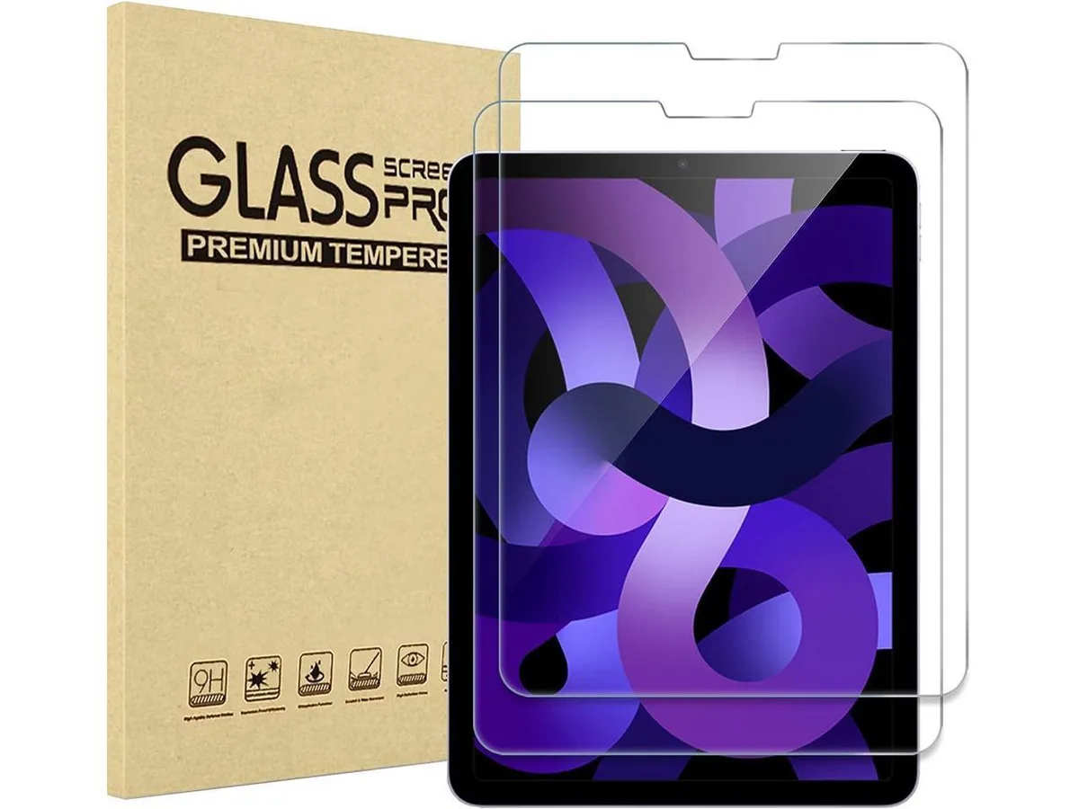 Two clear glass screen protectors in a rectangular pack