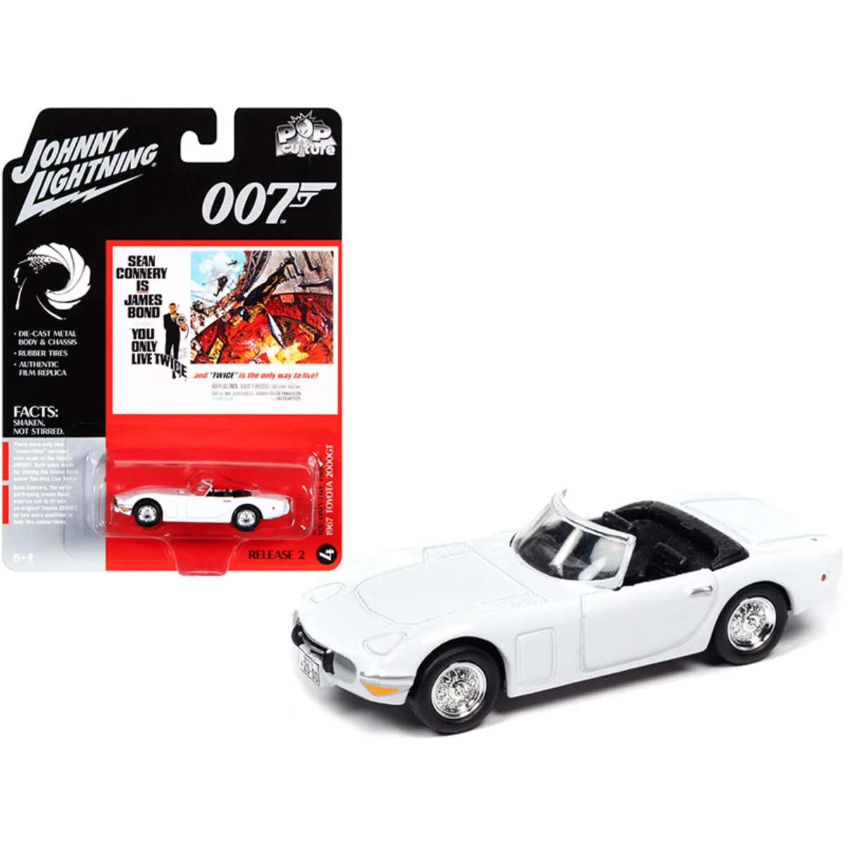 JOHNNY LIGHTNING JOHNNY LIGHTNING 1967 Toyota 2000GT Convertible White James Bond You Only Live Twice 1/64 Diecast Vehicle — product photo
