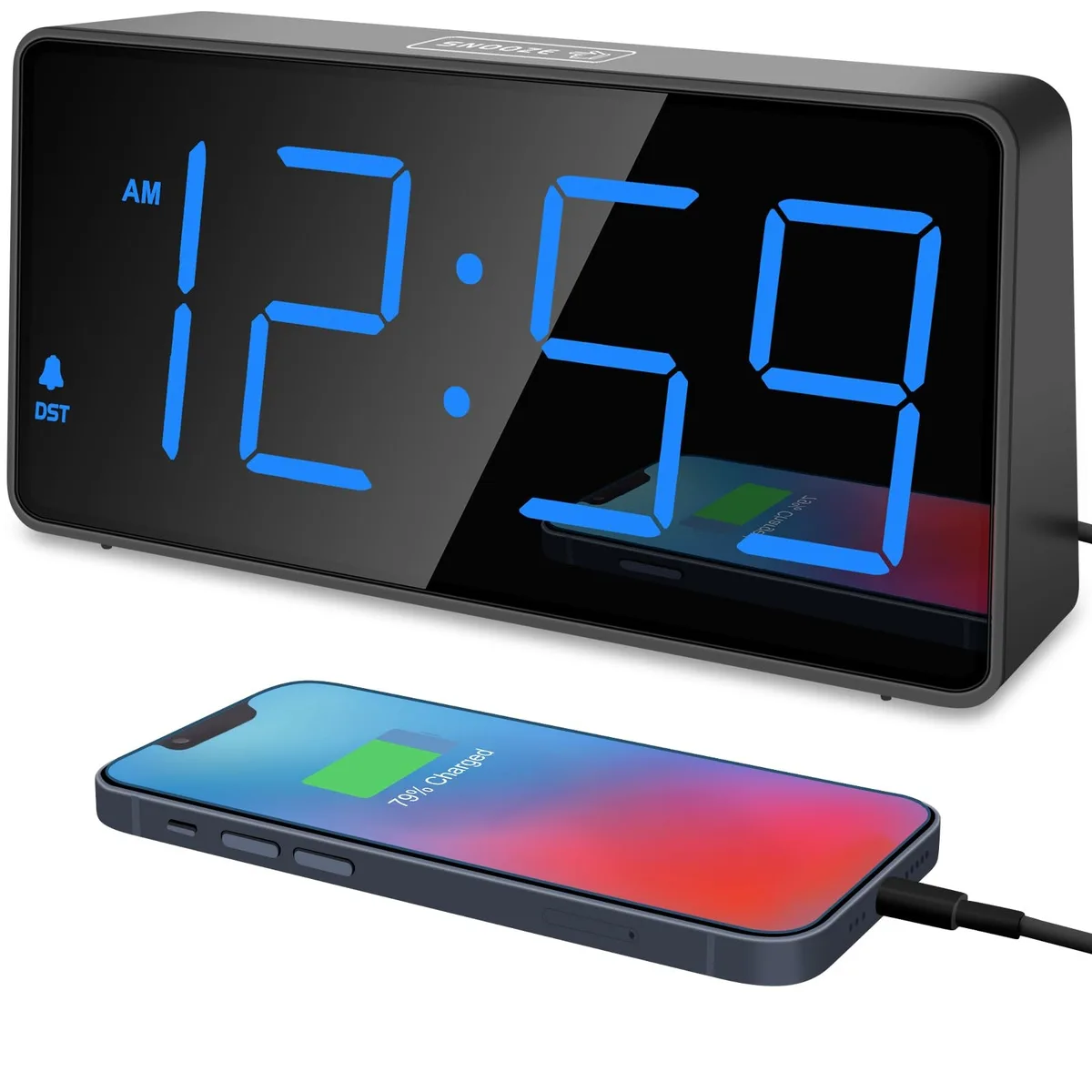 Peakeep Digital Alarm Clock Loud Heavy Sleepers USB Backup Battery — product photo