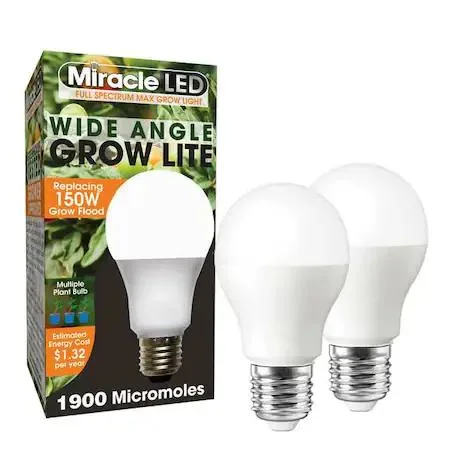 Frosted A19 LED grow bulb with transparent base