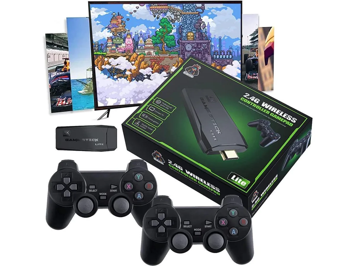 BONAEVER BONAEVER Classic Retro Game Console Two 2.4G Wireless Controllers 4K TV Built-in bag — product photo