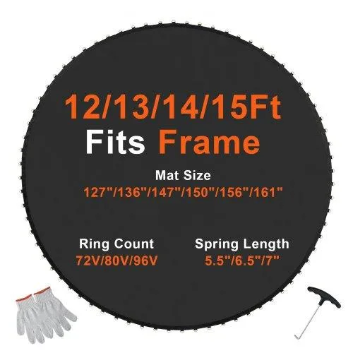 VEVOR VEVOR Replacement Trampoline Mat 14ft Frame 147in Diameter 72 V-Rings 6.5-7in Springs — product photo