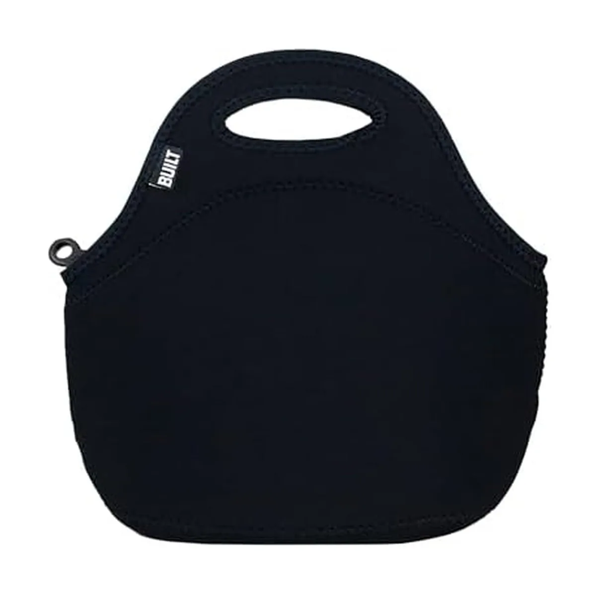Beige neoprene lunch bag with zipper, flat and lightweight