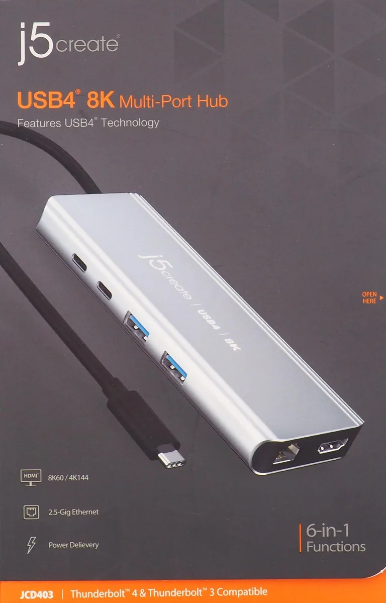 j5create j5create USB4 8-Port Hub JCD403 Space Gray/Black — product photo